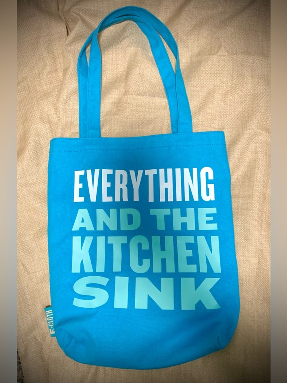 E-Cloth Reusable Tote Bag NWOT “Everything and the Kitchen Sink” Blue Tote